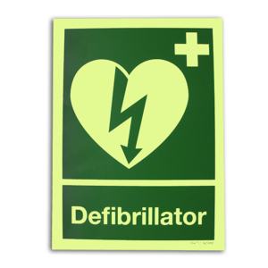 Langnachleuchtendes AED Hinweisschild