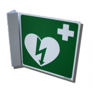 DefiSign AED-Symbol auf quadratischer Platte